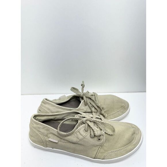 Sanuk Shoes Womens Size 6 Tan Vee K Shawn Sneakers Lace Up Canvas Booties - Picture 2 of 10